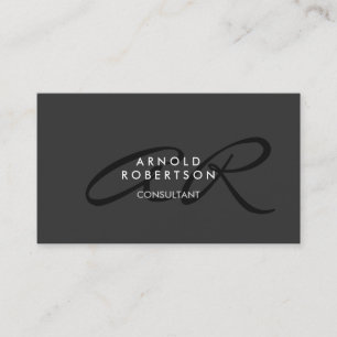 Modern Monogram Plain Gray Trendy Business Card