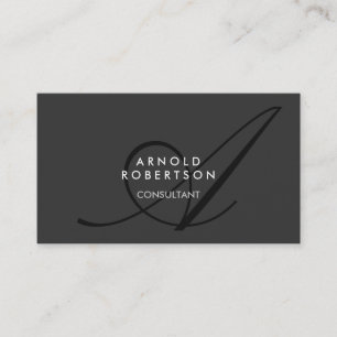 Modern Monogram Plain Gray Trendy Business Card