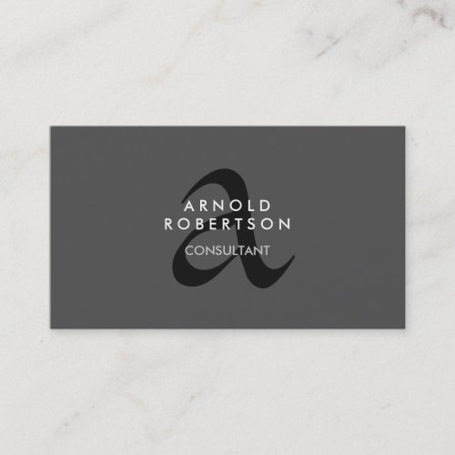 Modern Monogram Plain Gray Trendy Business Card