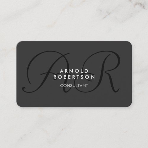 Modern Monogram Plain Gray Trendy Business Card