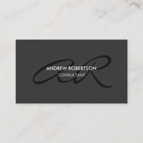 Modern Monogram Plain Gray Trendy Business Card