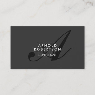 Modern Monogram Plain Gray Trendy Business Card