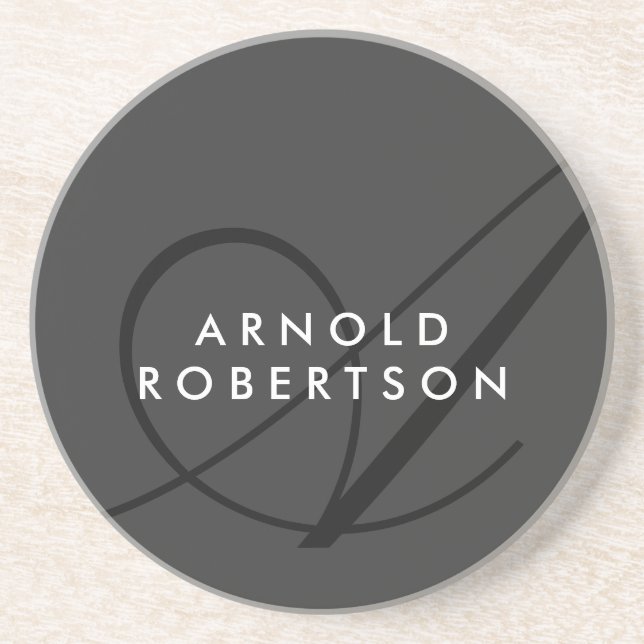 Modern Monogram Plain Gray Trendy Coaster (Front)