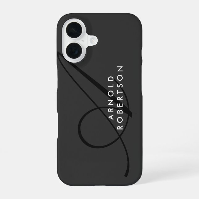 Modern Monogram Plain Gray Trendy Iphone Case (Back)
