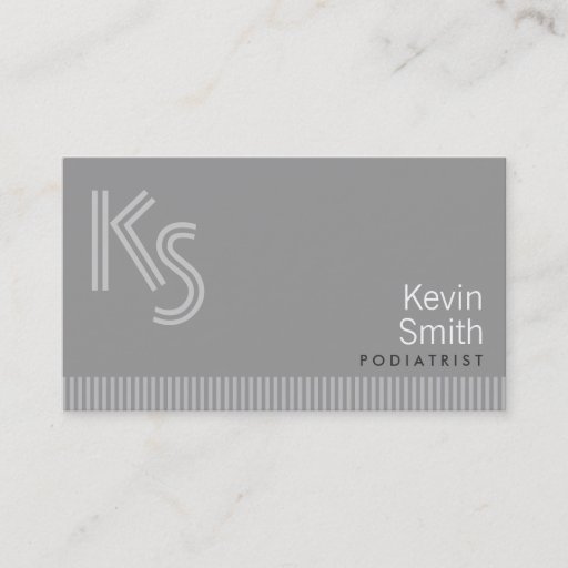 Customizable Modern Monogram Podiatrist Business Card