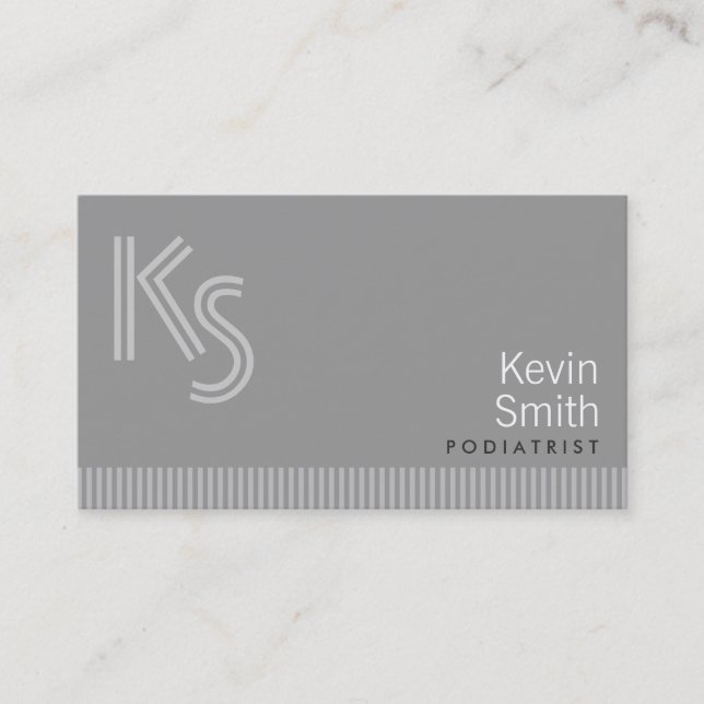 Modern Monogram Podiatrist Business Card (Front)