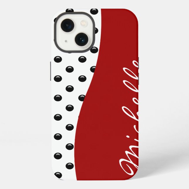 Modern Monogram Polka Dot Iphone Case (Back)