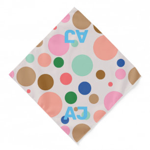 Modern Monogram Polka Dot Pattern Bandana