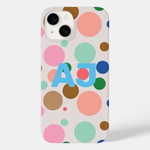 Modern Monogram Polka Dot Pattern Case_Mate iPhone 14 Case