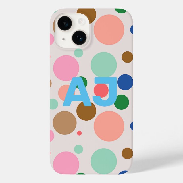 Modern Monogram Polka Dot Pattern Case-Mate iPhone Case (Back)