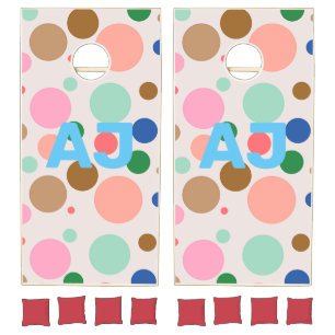 Modern Monogram Polka Dot Pattern Cornhole Set
