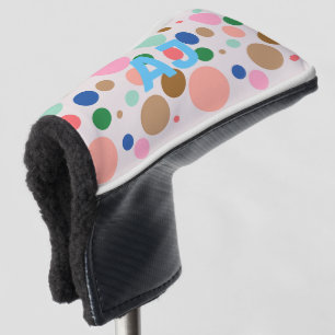 Modern Monogram Polka Dot Pattern Golf Head Cover