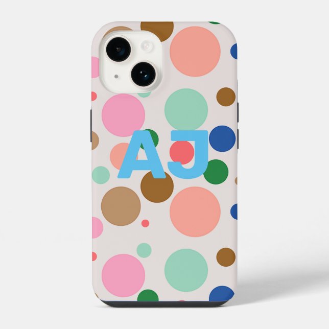 Modern Monogram Polka Dot Pattern Iphone Case (Back)
