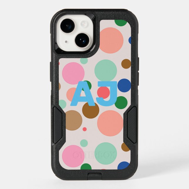 Modern Monogram Polka Dot Pattern Otterbox iPhone Case (Back)