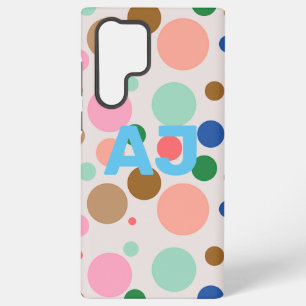 Modern Monogram Polka Dot Pattern Samsung Galaxy S22 Ultra Case