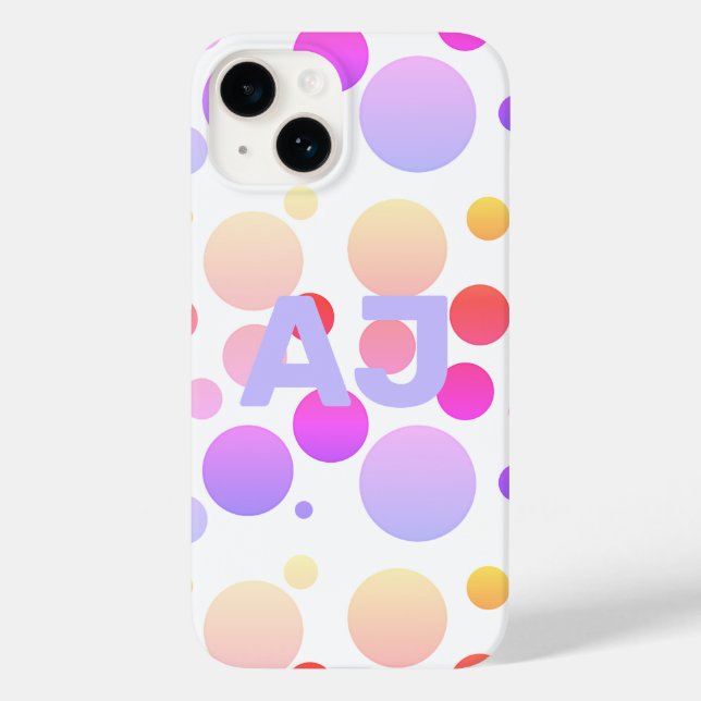 Modern Monogram Polka Dot Purple Lilac Ombre Case-Mate iPhone Case (Back)