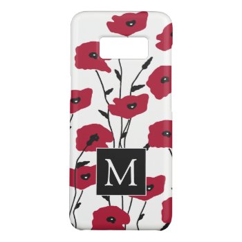 Modern Monogram Poppies Pattern Case-mate Samsung Galaxy S8 Case by LouiseBDesigns at Zazzle