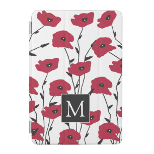 Modern Monogram Poppies Pattern iPad Mini Cover