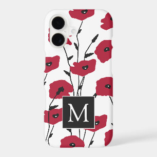 Modern Monogram Poppies Pattern iPhone 17 Case