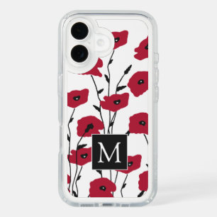 Modern Monogram Poppies Pattern iPhone 16 Case