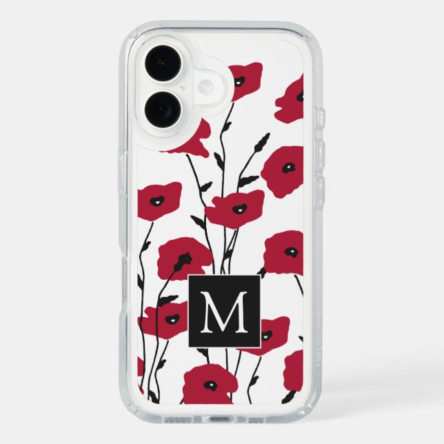 Modern Monogram Poppies Pattern Speck iPhone Case (Front)