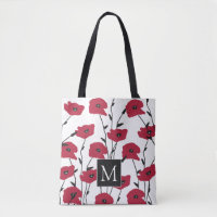 Modern Monogram Poppies Pattern