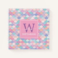 Modern Monogram Pretty Mermaid Pink Sketchbook