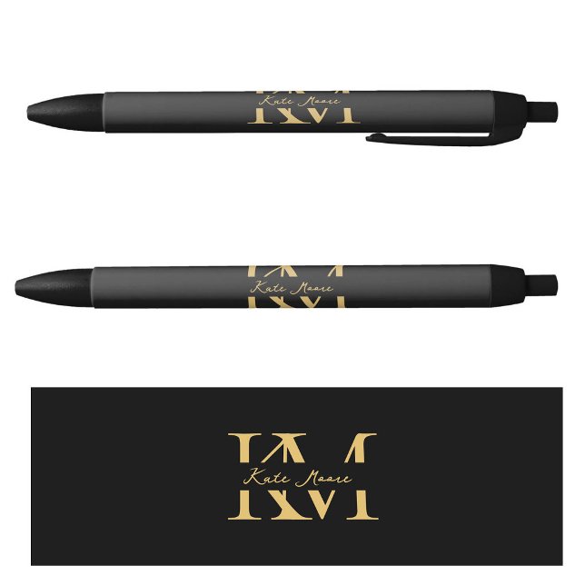 Modern Monogram Professional Black Gold Marketing Pen (Modern Monogram Professional Black Gold Marketing Pen)