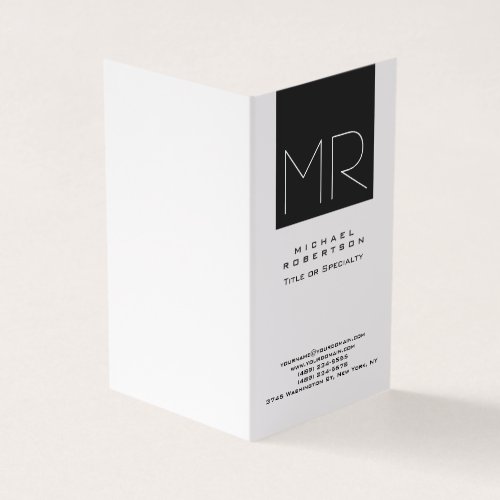 Modern Monogram Professional Black  White Business Card