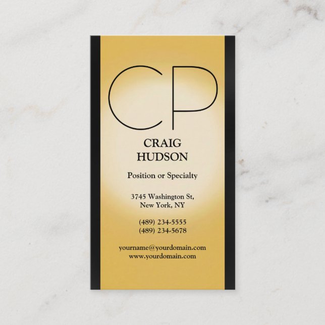 Modern Monogram Professional Business Card (Front)