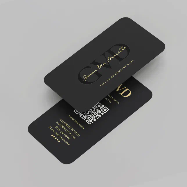 Modern Monogram Professional Elegant Black Gold Business Card | Zazzle