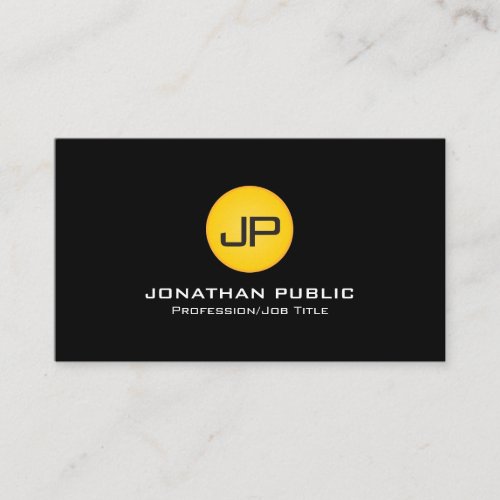 Modern Monogram Professional Elegant Design Black Business Card