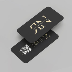 Modern Monogram Professional Initials Dark Grey Business Card