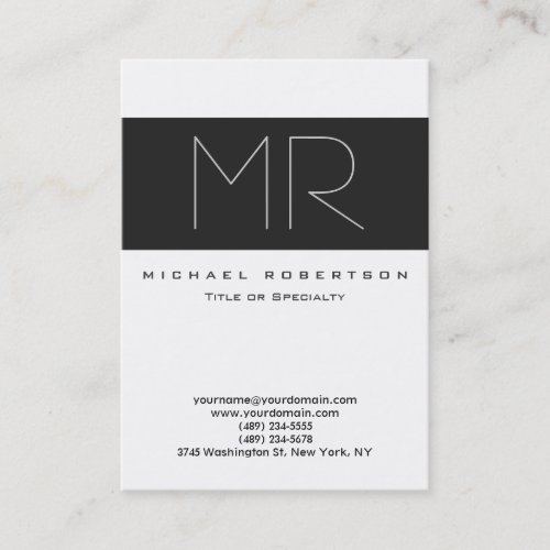 Modern Monogram Professional Large Business Card