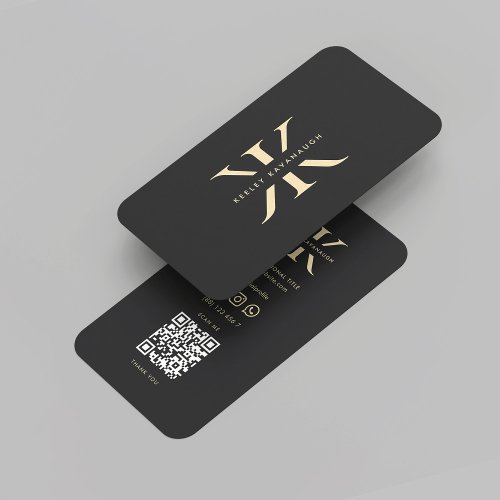 Modern Monogram Professional Logo K Black Gold Business Card