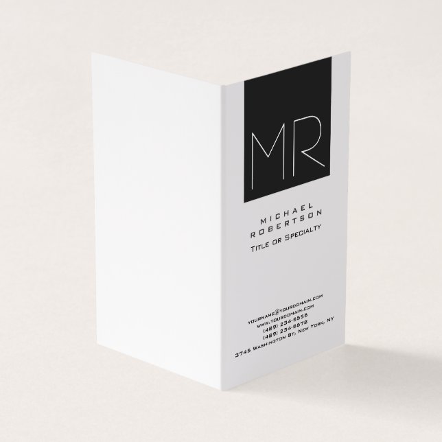 Modern Monogram Professional Minimalist Business Card (Outside)