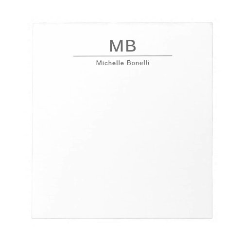Modern Monogram Professional Minimalist Notepad