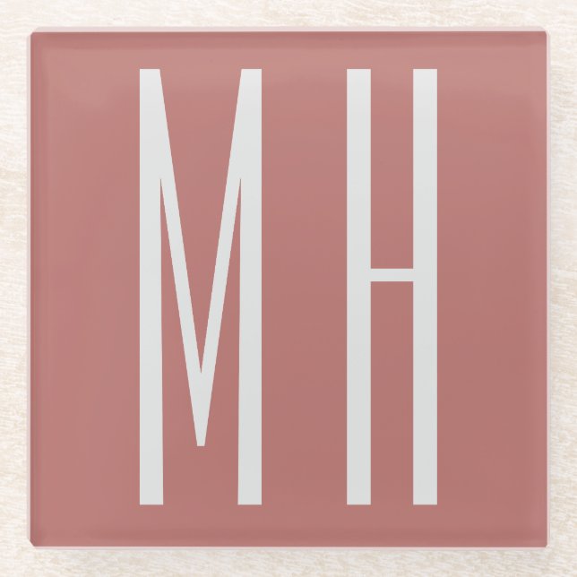 Modern Monogram Professional Plain Minimalist Glass Coaster (Front)
