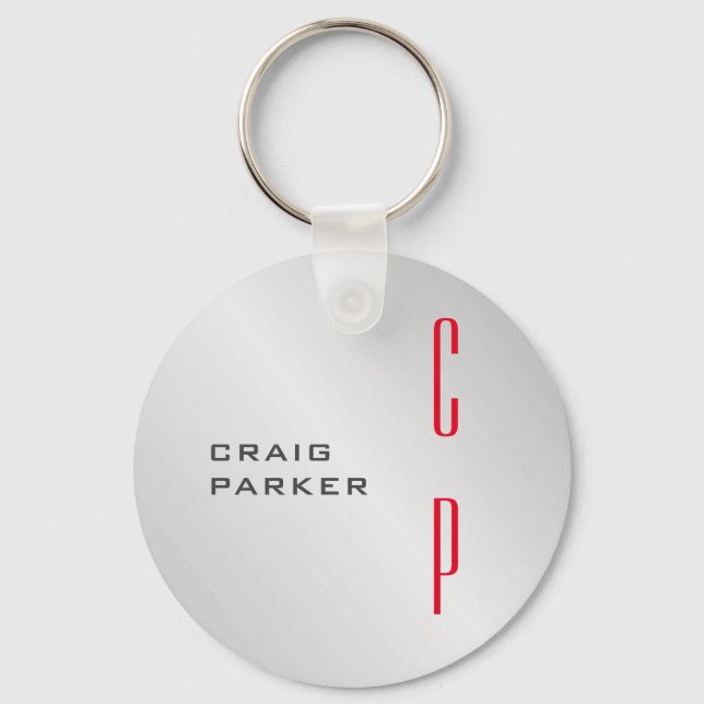 Modern Monogram Professional Plain Minimalist Keychain (Front)