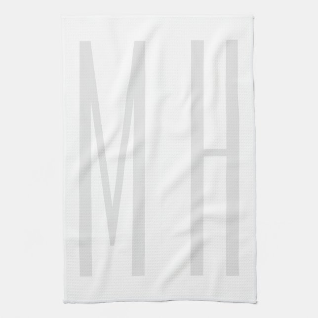 Modern Monogram Professional Plain Minimalist Kitchen Towel (Vertical)