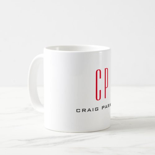 Modern Monogram Professional Plain Minimalist Name Coffee Mug
