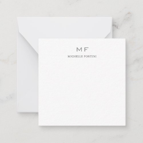 Modern Monogram Professional Plain Minimalist Note Card