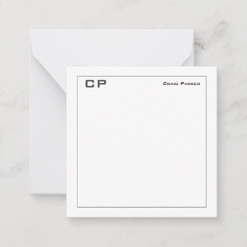 Modern Monogram Professional Plain Minimalist Note Card