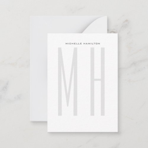 Modern Monogram Professional Plain Minimalist Note Card