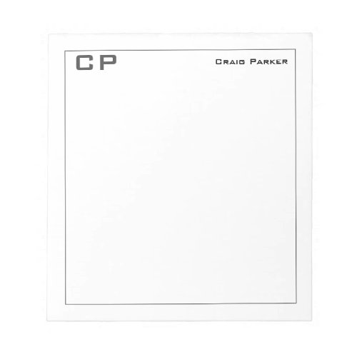 Modern Monogram Professional Plain Minimalist Notepad