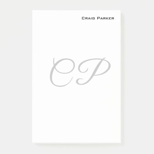 Modern Monogram Professional Plain Minimalist Post_it Notes