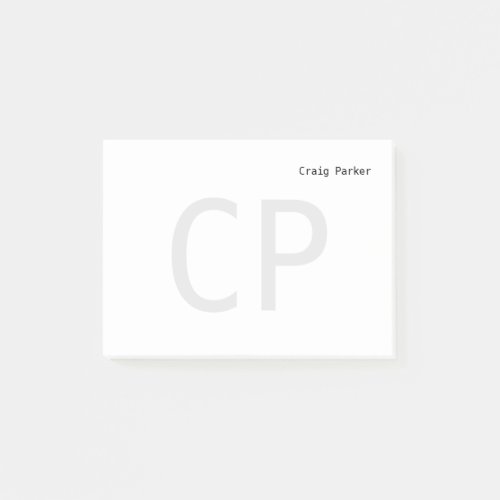 Modern Monogram Professional Plain Minimalist Post_it Notes