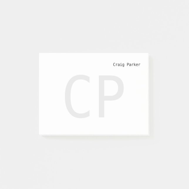 Modern Monogram Professional Plain Minimalist Post-it Notes (Front)