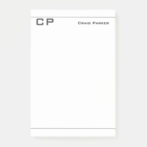 Modern Monogram Professional Plain Minimalist Post_it Notes