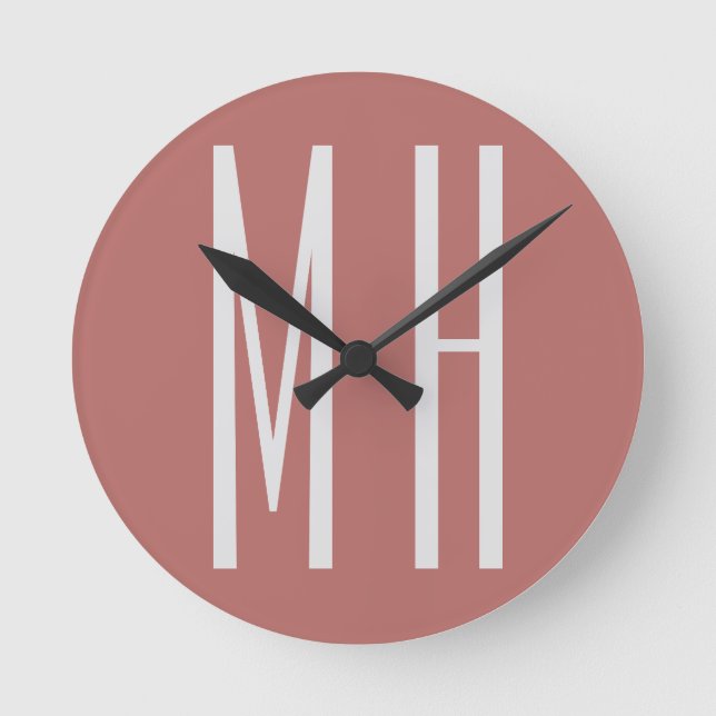 Modern Monogram Professional Plain Minimalist Round Clock (Front)